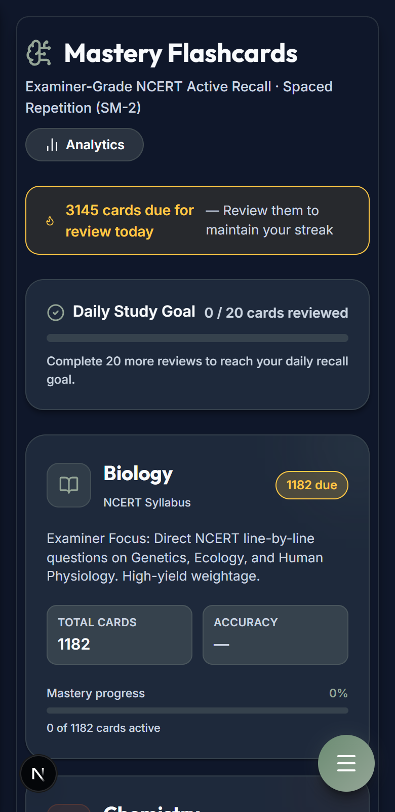 MEDNEET Flashcards Lobby Page Screenshot